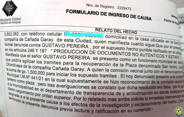 Denuncian en la Fiscalía a un funcionario de la Municipalidad de Luque •