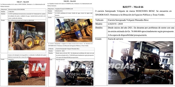 MAQUINARIAS Y CAMIONES DE LA COMUNA ENCARNACENA CONVERTIDOS EN CHATARRAS