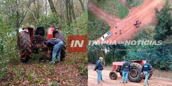 EN EL LIMITE CON EL DEPARTAMENTO DE CAAZAPÁ, INVESTIGADORES RECUPERAN TRACTOR ROBADO.