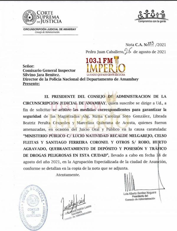 Solicitan seguridad para jueces de sentencias que aplicaron elevadas condenas a enjuiciados por robo de droga de la jefatura