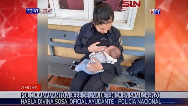 Oficial de policía amamanta a bebé de detenida en San Lorenzo
