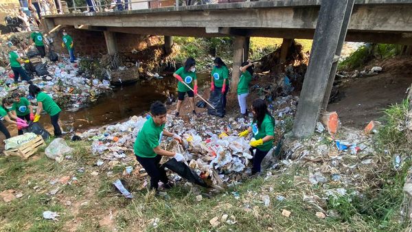 Limpian el arroyo Ferreira, afectado por la falta de recolección de basura