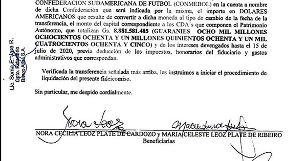 La Nación / El pedido letal para Atlas: Herederas de Leoz ordenaron devolver dinero a Conmebol