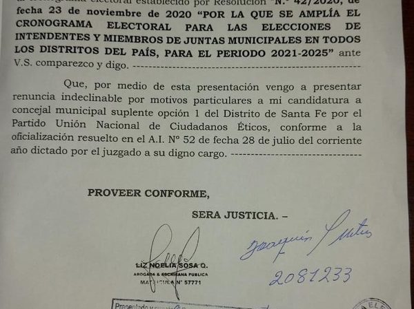 Intendente de Santa Fe del Paraná renuncia a la suplencia para no perder el cargo