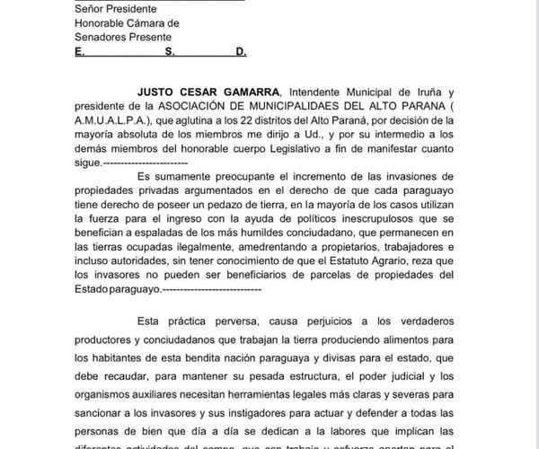 AMUALPA respalda criminalizar a invasores