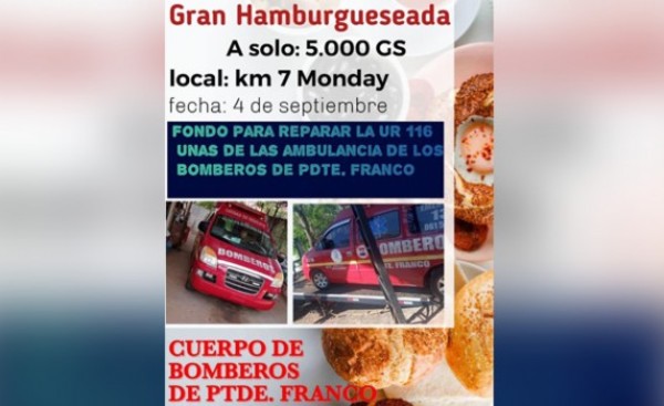 Bomberos venderán hamburguesas para reparar motor de ambulancia