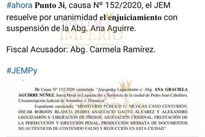 Enjuician y suspenden a jueza de Amambay