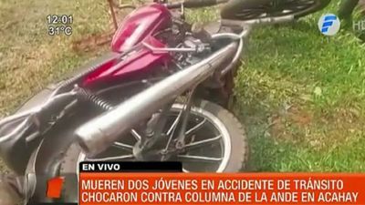 Motociclistas mueren al chocar contra una columna en Acahay