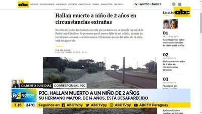 Pedro Juan Caballero: hallaron muerto a niño de 2 años en extrañas circunstancias - ABC Noticias - ABC Color
