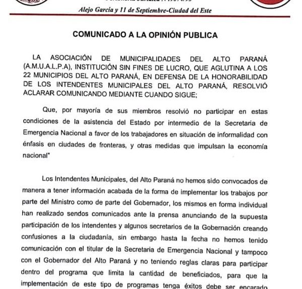 Municipalidades de Alto Paraná respaldan intención de convertir en crimen la invasión de tierras ajenas – Diario TNPRESS