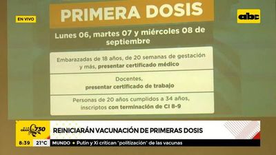 Reiniciarán aplicación de primeras dosis anticovid, desde el lunes - A la gran 730 - ABC Color