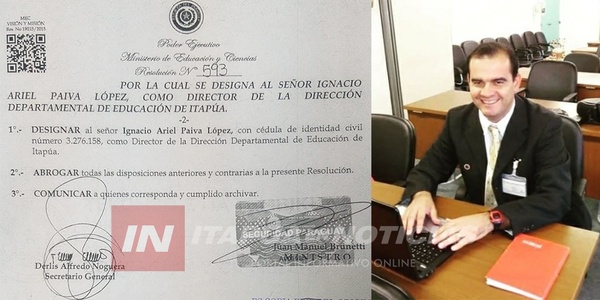 NUEVO DIRECTOR DE EDUCACIÓN PARA EL DEPARTAMENTO DE ITAPÚA