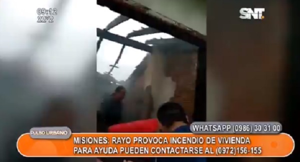 Caída de rayo provoca incendio de vivienda en Misiones