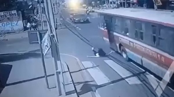 Crónica / [VIDEO] Cayó del micro persiguiendo a ladrón, está grave