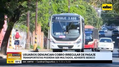 Transportistas podrían ser multados por suba unilateral del pasaje, advierte Sedeco - ABC Noticias - ABC Color