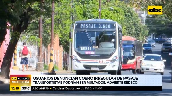 Transportistas podrían ser multados por suba unilateral del pasaje, advierte Sedeco - ABC Noticias - ABC Color