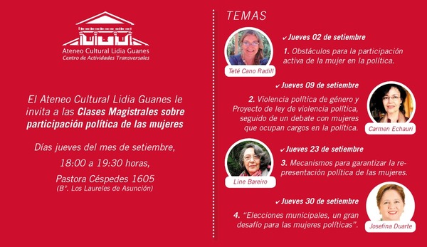 Continúan las clases gratuitas sobre participación política de mujeres en el Ateneo Lidia Guanes | Ñanduti