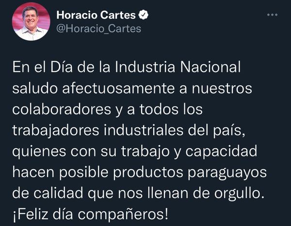 En el Día de la Industria, Cartes destaca trabajo y capacidad de colaboradores y agentes del sector - ADN Digital