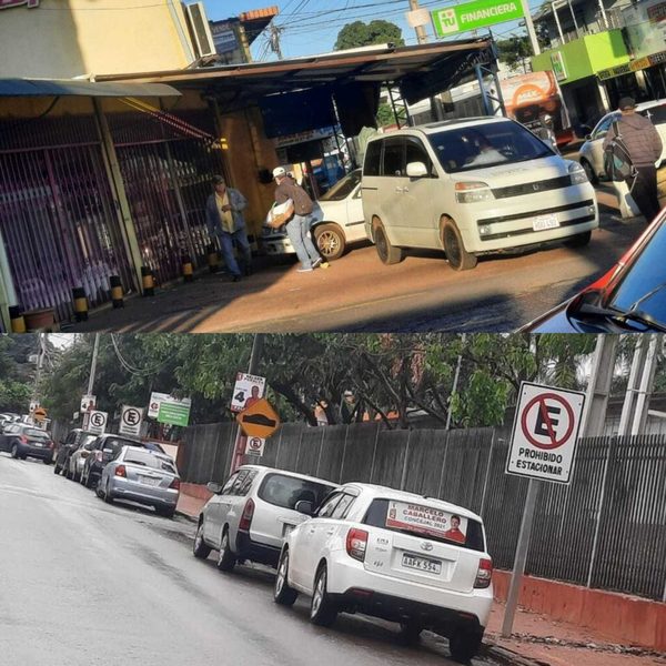 Mal estacionamiento crea más caos al tránsito automotor » San Lorenzo PY