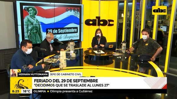 Feriado del 29 de septiembre se mueve al lunes 27 - A la gran 730 - ABC Color