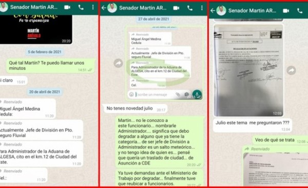 Director de Aduanas denuncia a senador por tráfico de influencias