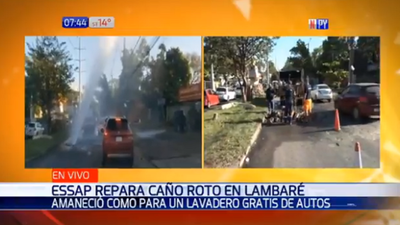 Reparan cañería tras gigantesca pérdida de agua en Lambaré