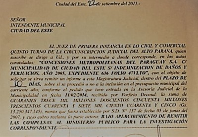 Maniobran para DESPOJAR a comuna de CDE G. 13.000 millones por caso METRO PARKING