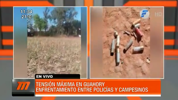 Policías y campesinos se enfrentan en Guahory