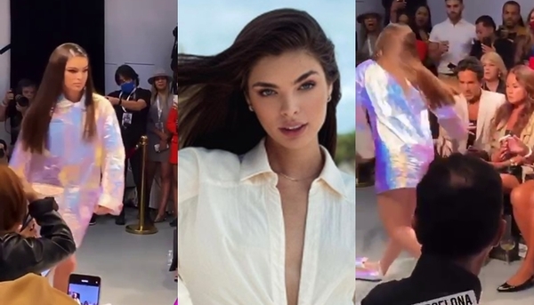 El resbalón de Nadia Ferreira en el "NY Fashion Week" - Teleshow