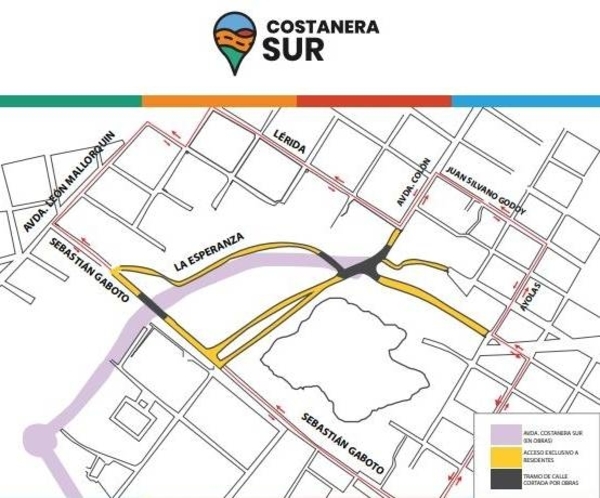 Diario HOY | Cambios de circulación en la Costanera Sur desde este lunes