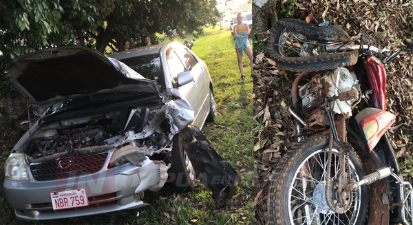 BRUTAL CHOQUE ENTRE UNA MOTOCICLETA Y UN AUTOMÓVIL