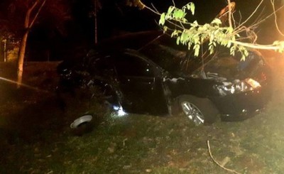 Perdió una rueda, cayó a la banquina y embistió contra un árbol