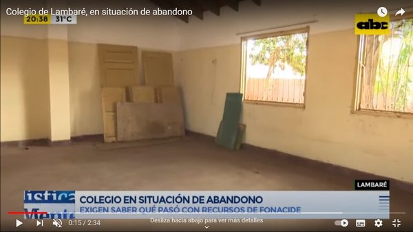Colegio de Lambaré iniciará clases en estado de abandono - Nacionales - ABC Color