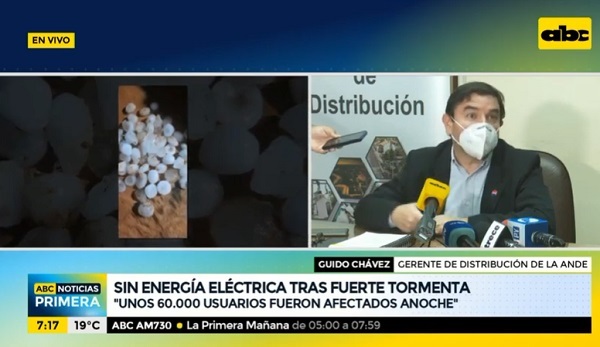 ANDE reporta 60.000 afectados por cortes a causa de temporal