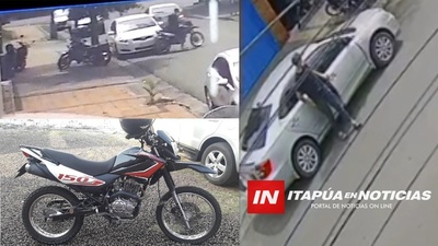 LADRONES LLEGAN EN AUTOMÓVIL Y SE ROBAN MOTOCICLETA.