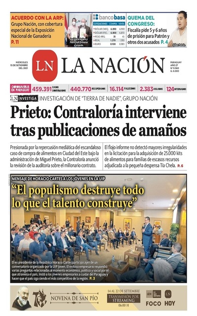 Portadas de este miércoles 15 de septiembre de 2021