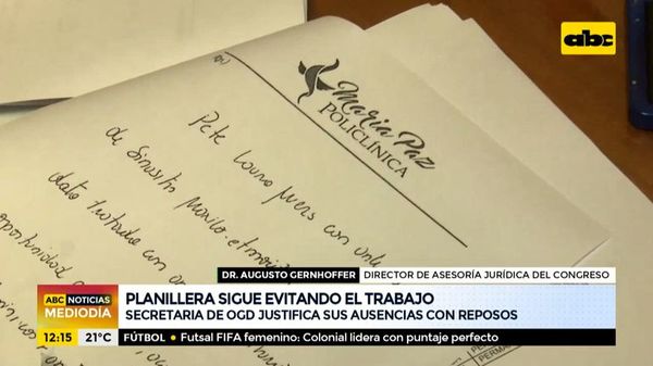 Planillera de OGD sigue evitando el trabajo y justifica ausencias con reposos - ABC Noticias - ABC Color