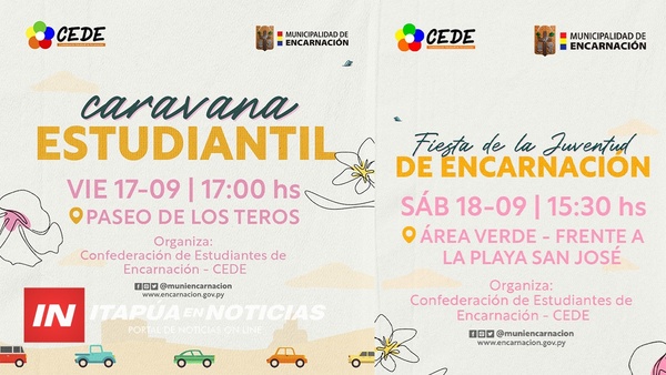 AGENDA DE FESTEJOS POR EL DIA DE LA JUVENTUD ESTE VIERNES Y SÁBADO.