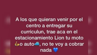 Ofrece estacionamiento gratis a los que buscan laburo