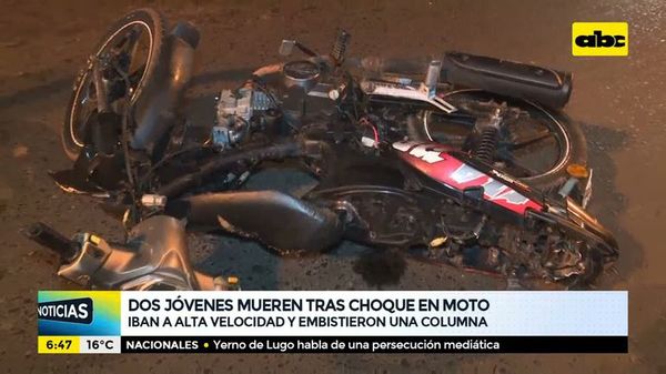 Dos jóvenes mueren tras choque en moto - ABC Noticias - ABC Color