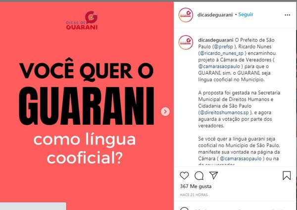 Brasil: Proponen que el guaraní sea el segundo idioma oficial de São Paulo - Nacionales - ABC Color