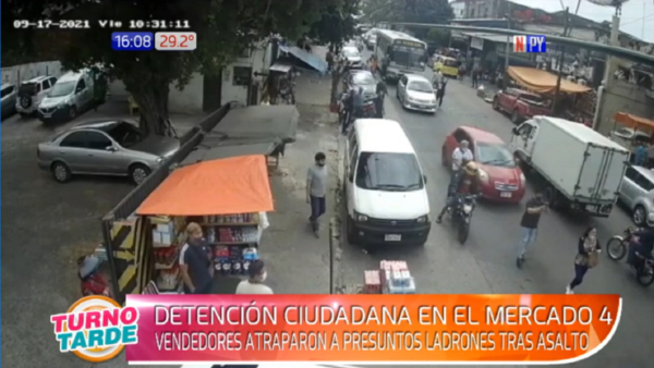Trabajadores del Mercado 4 capturan a supuestos delincuentes