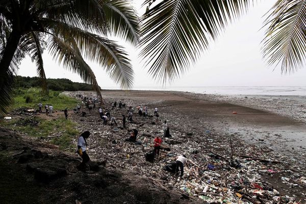 Centenares de voluntarios recogen basuras en playas de Panamá  - Mundo - ABC Color