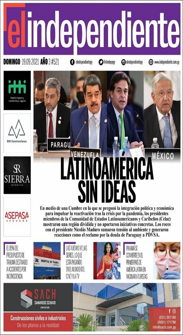 Portadas de este domingo 19 de septiembre de 2021