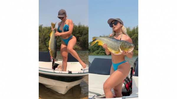 Crónica / ¡QUÉ EJEMPLAR! La pescadora sexy agarró un tremendo dorado
