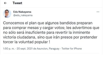 Nakayama advierte de fraude electoral, pero por ahora no hará denuncia fiscal - Nacionales - ABC Color