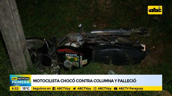 Motociclista chocó contra una columna y falleció - ABC Noticias - ABC Color