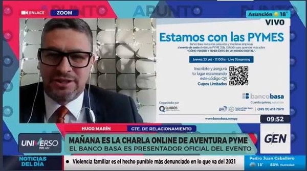 Diario HOY | Hugo Marín, gerente de Relacionamiento del Banco Basa, sobre charla virtual "Aventura Pyme"