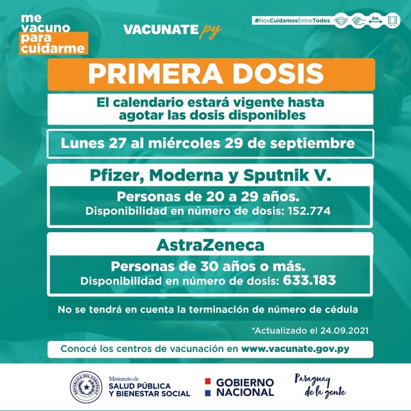 Salud habilita aplicación de primera dosis hasta agotar stock - La Clave