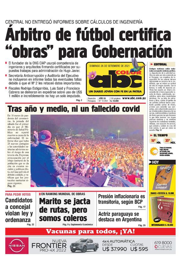 Portadas de este domingo 26 de septiembre del 2021